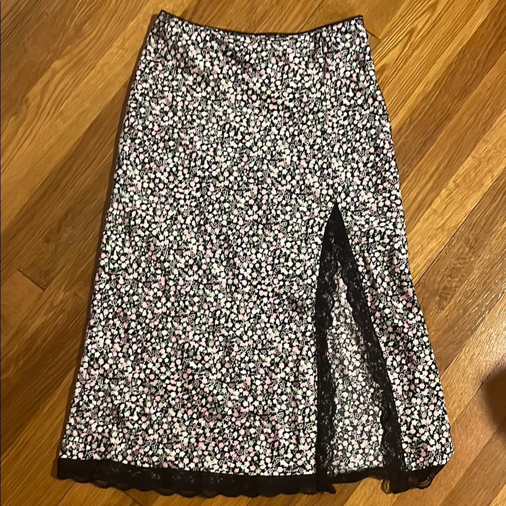 Floral Black and White Skirt